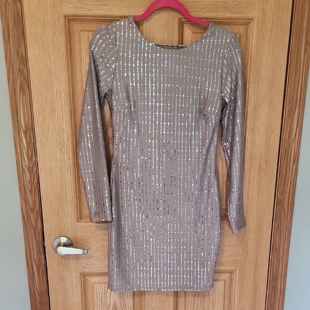 Elegant Crystal Sky Taupe With Shiny Silver Accents Small Homecoming/Prom